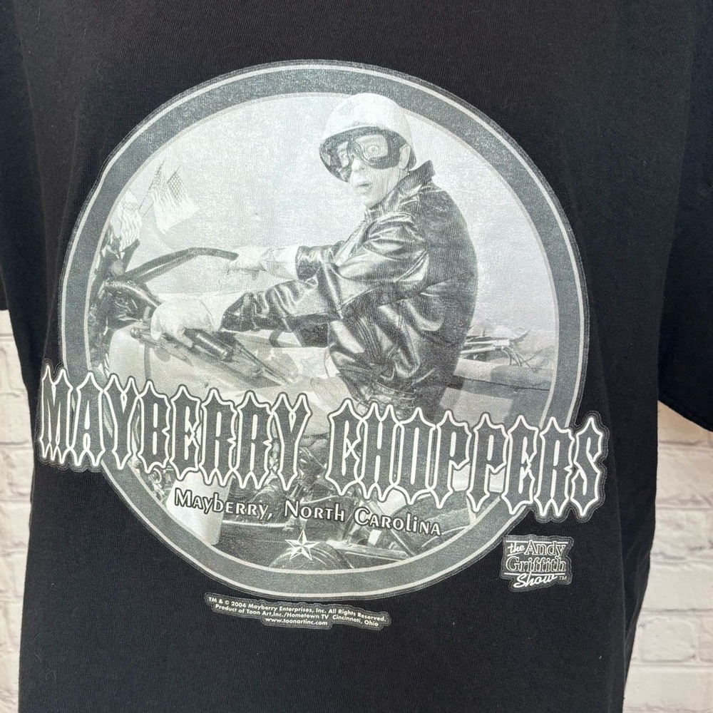 Mayberry Choppers Barney Fife Black T-Shirt with Motorcycle Size XL